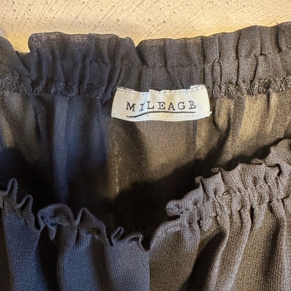 Mileage Black chiffon off the shoulder blouse with layered ruffled sleeves. - Picture 4 of 7